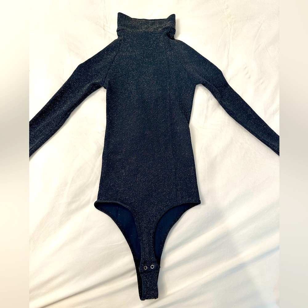 Free People long sleeve bodysuit sparkle teal ✨ - Picture 2 of 8